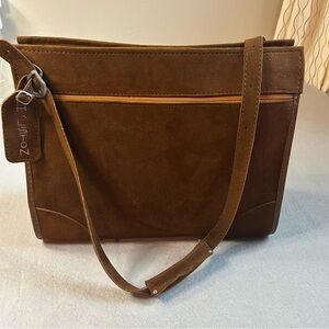 Vintage Rare Halston & Hartmann Luggage Brown Suede Shoulder Tote‎ Weekender Bag